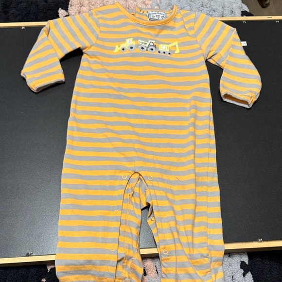 Orange and Gray Striped Kids Footie - Picture 1 of 5